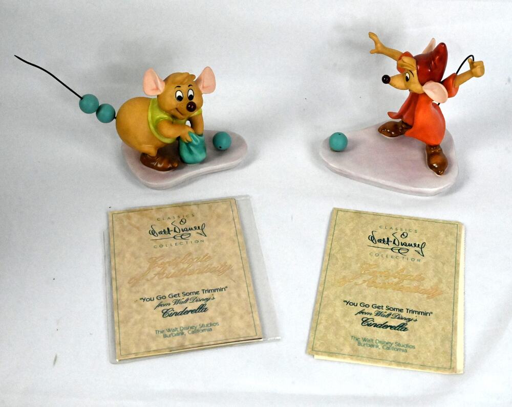 Disney WDCC Cinderella Mice Jaq Gus You Go Get Some Trimming Set w/ Box COA